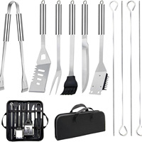 Ensemble de barbecue portable en acier inoxydable durable avec logo personnalisé, pour l'extérieur, OEM ODM, réutilisable, facile à nettoyer, multifonctionnel, résistant à la chaleur