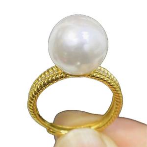 10600 Accesorios de Perlas DIY, Soporte para Anillo de Plata S925 con Cuentas Redondas de 8-10 mm, Anillo de Moda con Perlas Sueltas - Product Image 5