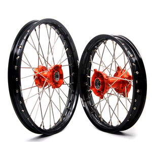 Juego de <span class=keywords><strong>llantas</strong></span> de ruedas <span class=keywords><strong>pequeñas</strong></span> grandes para niños KKE compatibles <span class=keywords><strong>con</strong></span> KTM85 19 / 16 SX 2003-2025 motocicleta CNC mecanizado naranja cubo negro llanta - Product Image 2