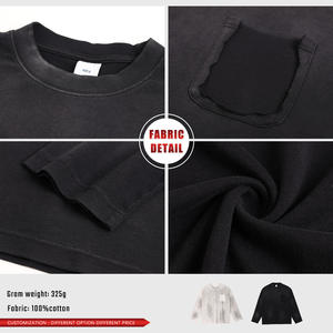 Camiseta Vintage Lavada Estilo Wasteland, 100% Algodón de Alto Gramaje 325gsm, Lavado Monlyey, Manga Larga, Unisex, con Efecto Desgastado - Product Image 6