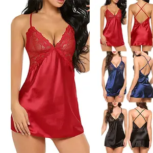 Y088 Wholesale Hot Lady See Through Sheer Elegant Mature Women Sleepwear Dress Lingerie Sexy Babydoll