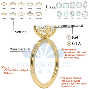 Igi-gecertificeerde CVD HPHT laboratorium gekweekte diamanten 14K/18K massief goud/witgoud verlovingsringen voor dames/heren - Product Image 4