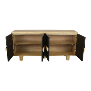 Modern Solid Mango Wood <b>Sideboard</b> Cabinet with Carved Design Eco-Friendly Modular Spacious Buffet <b>Storage</b> Unit for Dining Room - Product Image 2