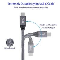 Cable USB-C Chapado en Oro de 1.5 pies, USB 3.1 Gen2 10Gbps 5A E-Mark, Carga Rápida, Thunderbolt 3/4, Video 4K60Hz, para Computadora, MacBook, Disco Duro