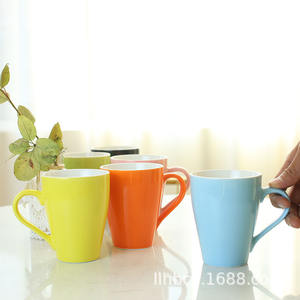 Korean Style Candy Colored Ceramic <b>Mug</b> Set <b>With</b> <b>Lid</b> And Spoon Solid Color For Party Gift Use HB 10 - Product Image 1