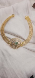 Luxury Vintage Traditional Indian Choker <b>Necklace</b> floral-shaped vibrant pink or <b>ruby</b>-colored stone best designer collection - Product Image 4