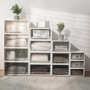 Armario apilable de plástico RTS, organizador de cajones de ropa interior, caja de almacenamiento de ropa de artículos diversos transparentes con corredera - Product Image 6