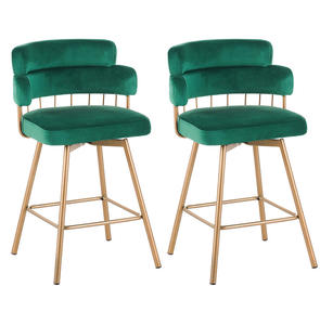 Modern Luxury Adjustable Leisure Chair with Velvet Seat and Metal Legs for Home & Hotel <b>Bar</b> Chairs Set of 2 - Product Image 4