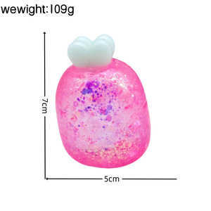 Jouet anti-stress pour enfants à rebond lent, mini-radis à presser quatre couleurs, à paillettes de maltose, thème Pâques - Product Image 5