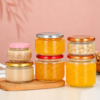 Pot en verre transparent à large ouverture de 100 ml, 180 ml, 220 ml, 280 ml, 380 ml, 500 ml, pour bonbons, confiture, beurre de cacahuète, avec couvercle en métal