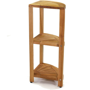 Solid Wood Corner <b>Shelf</b> 3 Tier <b>Standing</b> Bathroom Storage Rack Wood Grain Color Durable - Product Image 4