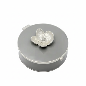 Joyero de forro interior de tela Rosa naranja metálico con construcción de aleación de zinc 11,9x10,8X4,8 cm - Product Image 1