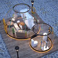 Tente dôme ronde Igloo de jardin géodésique pour salle de bains extérieure en polycarbonate verre métal