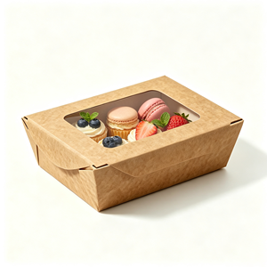 Scatole Monouso in Carta Kraft con Finestra per Cibo da Asporto, Pollo Fritto, Hamburger, <span class=keywords><strong>Pasticceria</strong></span>, Catering, Consegna <span class=keywords><strong>a</strong></span> <span class=keywords><strong>Domicilio</strong></span>, Confezioni per Asporto - Product Image 5