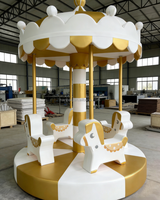 Manège Électrique Rotatif de Luxe Doré pour Enfants, Thème Animaux, pour Intérieur/Extérieur, Idéal pour Cafés, Fêtes et Centres Commerciaux