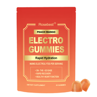 Gummies électrolytiques véganes à saveur naturelle pêche mangue, marque privée OEM, haute puissance 960mg, supplément pour une hydratation rapide