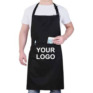 Custom Logo Black White Pink Restaurant Waiter Waitress Cotton Bbq Cook Chef <b>Kitchen</b> <b>Apron</b> for Women Men With Pocket - Product Image 1