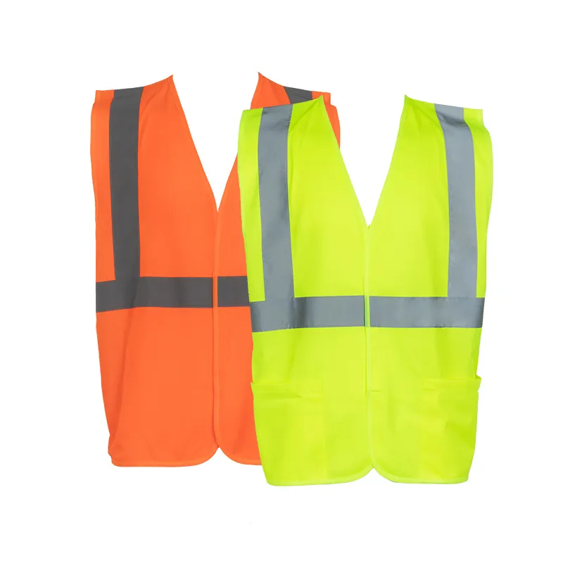 Fluorescent Yellow Safety Workwear Road Construction Site Protection High Visibility Reflective Vest Jacket Men Work Wear