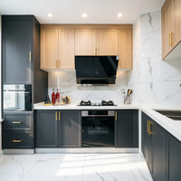 Lemari Dapur Modern BALOM dengan Desain Pintu Panel Datar Motif Kayu untuk Apartemen Hunian, Unit Penyimpanan Modular