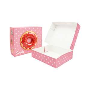 Boîte en papier kraft avec barrière anti-graisse enduite de PE, facile à assembler, adaptée aux aliments, pour la vente au détail de pâtisseries, gâteaux, beignets et desserts - Product Image 2