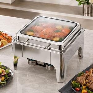 Recipiente para Calentar Comida Eléctrico de Acero Inoxidable, Cuadrado, de 6L, con Asa, para Exhibiciones de Buffet - Product Image 6