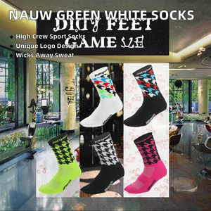 Custom Sorority Crew Socks Spandex Nylon Knitted Houndstooth Letter Pattern High Crew Style OEM Manufacturer - Product Image 2