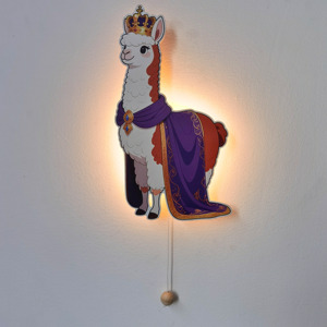 Decoración de pared de madera de Alpaca, luz de pared LED para guardería, interruptor de cable de tracción con pilas <span class=keywords><strong>AA</strong></span>, luz nocturna de diseño Animal para niños - Product Image 2