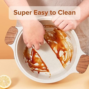 JEETEE 6 pièces Ensemble de casseroles et d'ustensiles de cuisine en aluminium moulé sous pression de style allemand Antiadhésif Fond à induction avec couvercle en verre - Product Image 2