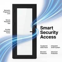 Serrure à code pour porte coulissante en aluminium, qualité aéronautique, multi-verrous, rigide, anti-effraction, acoustique, double vitrage, barrière thermique à l'argon