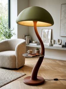 Lampe sur pied Fleur de Lotus Rose, Abat-jour en plastique, Base en feuille verte, Lumière LED douce et chaude, Design moderne, Grande taille, Usage résidentiel - Product Image 2