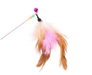 Jouet interactif pour chat - Jouets pour animaux de compagnie - Baguette amusante en fil d'acier avec plumes et clochettes en plastique pour chat - Product Image 4