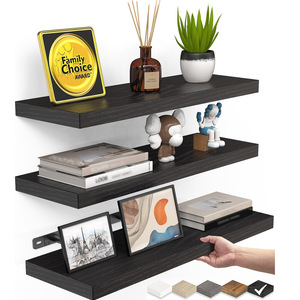 <b>Wall</b> <b>Mounted</b> Wooden <b>Shelf</b> 3 Tier Rectangle Durable Multipurpose Storage For Kitchen Bedroom Living Room - Product Image 1