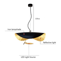 Lampe à suspension LED moderne Rétro Noir Or Suspension pour Salon Cuisine Soucoupe Volante Chapeau Art Éclairage Intérieur Décor