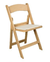 Chaise pliante en résine plastique rembourrée couleur bois clair pour événements extérieurs, jardins, fêtes et mariages – Vente en gros