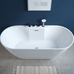 Bathroom Bathtub Solid <b>White</b> Round Acrylic Stacked Bathtub With Stainless Steel <b>Bracket</b> and Drainer - Product Image 2