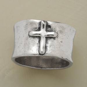 Silver Wide Band <b>Ring</b> Cross Design Unisex Jewelry Gift - Product Image 1