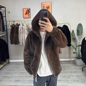 2024 nuova giacca da <span class=keywords><strong>uomo</strong></span> in pelliccia di <span class=keywords><strong>visone</strong></span> a manica lunga <span class=keywords><strong>cappotto</strong></span> con cappuccio in pelliccia di <span class=keywords><strong>visone</strong></span> con cerniera - Product Image 3