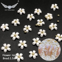Manik-manik Emas Putih Warna Campuran CY, Rhinestone, Aksesoris Permata Resin 3D untuk Seni Kuku, Bunga Akrilik