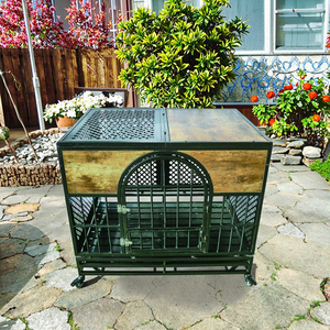 Kandang anjing profesional kualitas tinggi kandang anjing kecil atas terbuka peti anjing pintu ganda kawat logam jaring besi pola hewan kandang anjing baja - Product Image 3