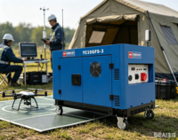 Générateur diesel silencieux YuChai YC10GFS-3 10-11kW à châssis ouvert, démarrage électrique, bicylindre en V, AVR 200A, 25L, 230V pour usage domestique