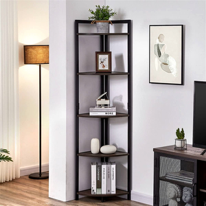 Musu <strong>Rustic</strong> Tall <strong>Corner</strong> <strong>Shelf</strong>, Industrial <strong>Corner</strong> Bookshelf for Living Room, Wood and Metal <strong>Corner</strong> Plant Stand for Home Office - Product Image 1