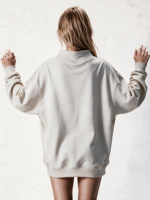 Sweat-shirt à col montant pour femme, longueur allongée, logo brodé personnalisé, streetwear, pull-over