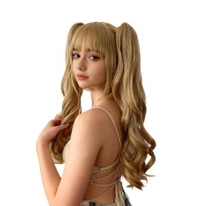 Perruque de mode pour femme, avec frange aérienne et double queue de cheval, en fibre haute température, entièrement fabriquée à la machine, pour le commerce électronique transfrontalier de deuxième niveau - Product Image 5