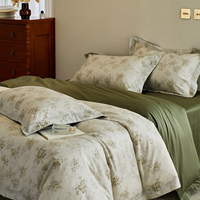 Low MOQ personnalisé fleur imprimée housse de couette ensemble de draps de lit de literie en coton doux