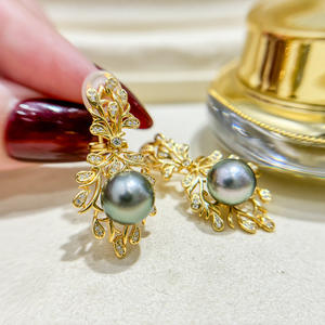 Accesorios de Plata S925 para DIY con Perlas, Cuentas Redondas de 8-10 mm para Pendientes con Soporte de Uña Hueca 22215 - Product Image 3