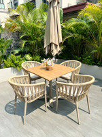 Ensemble table et chaises empilables d'extérieur en alliage d'aluminium, durable et de luxe léger, pour café, salon de thé, cour, villa, jardin, loisirs