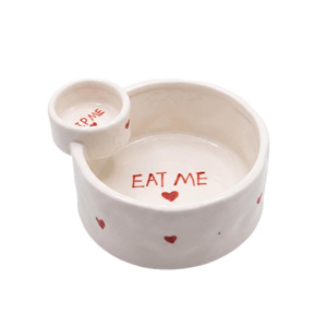 Ceramic Double Compartment Dip Bowl French Fries <b>Sauce</b> Serving Bowl Heat Resistant Snack Dip Dish for Home Party - Product Image 5