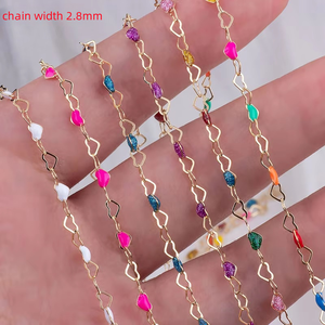 Chaîne en or 14 carats plaqué or, forme de cœur, avec émail coloré, pour la fabrication de <span class=keywords><strong>bijoux</strong></span>, bracelet, collier, matériel de bricolage - Product Image 2