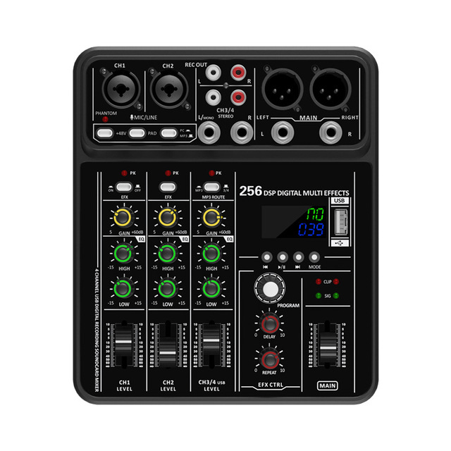 SONO RX4 Professional 4 Channel Digital Audio Mixer With 256 DSP Effects for PC Mobile Phone Microphone Live Streaming
