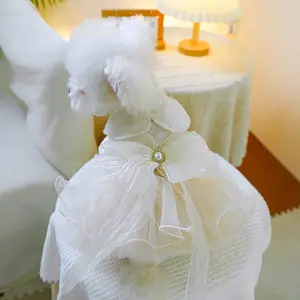 Graceful Spring Summer Bowknot Dog Princess Dress Pet Wedding Dress